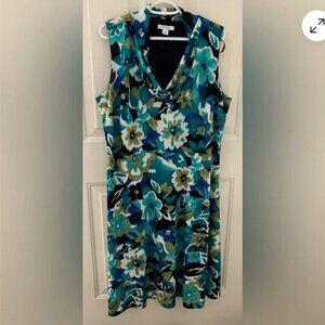 Dressbarn 16W Stretch Knit Dress Cowl Neckline Sleeveless